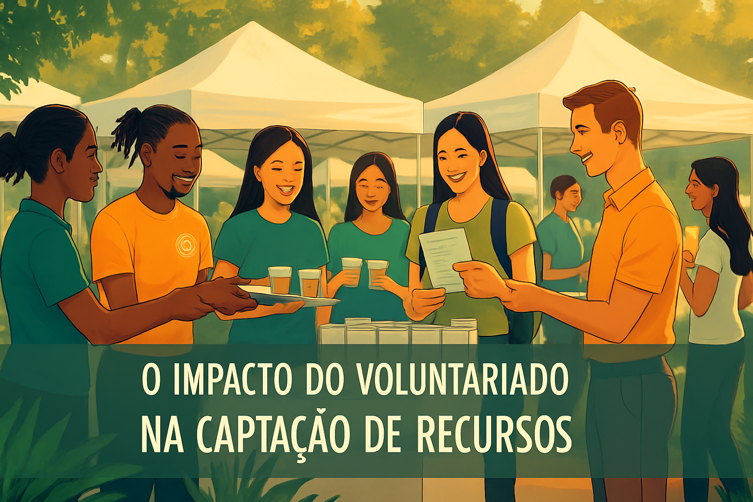 Voluntários em um evento de captação de recursos